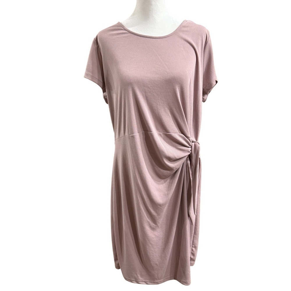 Skies Are Blue Pink Tie Front Midi Dress XL Modal Blend Soft Stretch Casual